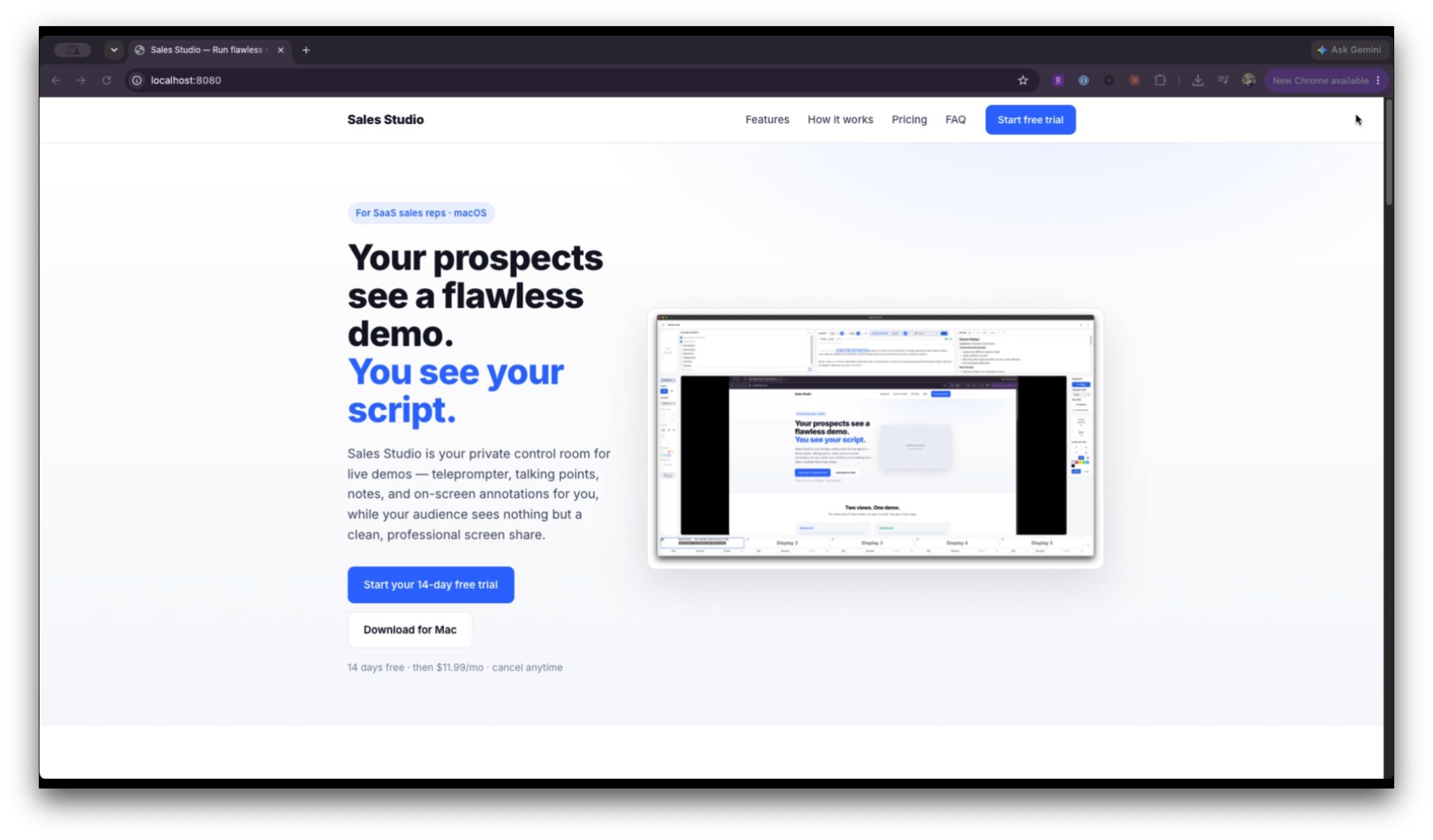 A clean, professional screen share, what your audience sees